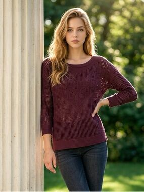 American Eagle Vintage Style Red Wine Sweater Chic Classic Sz Medium Pretty